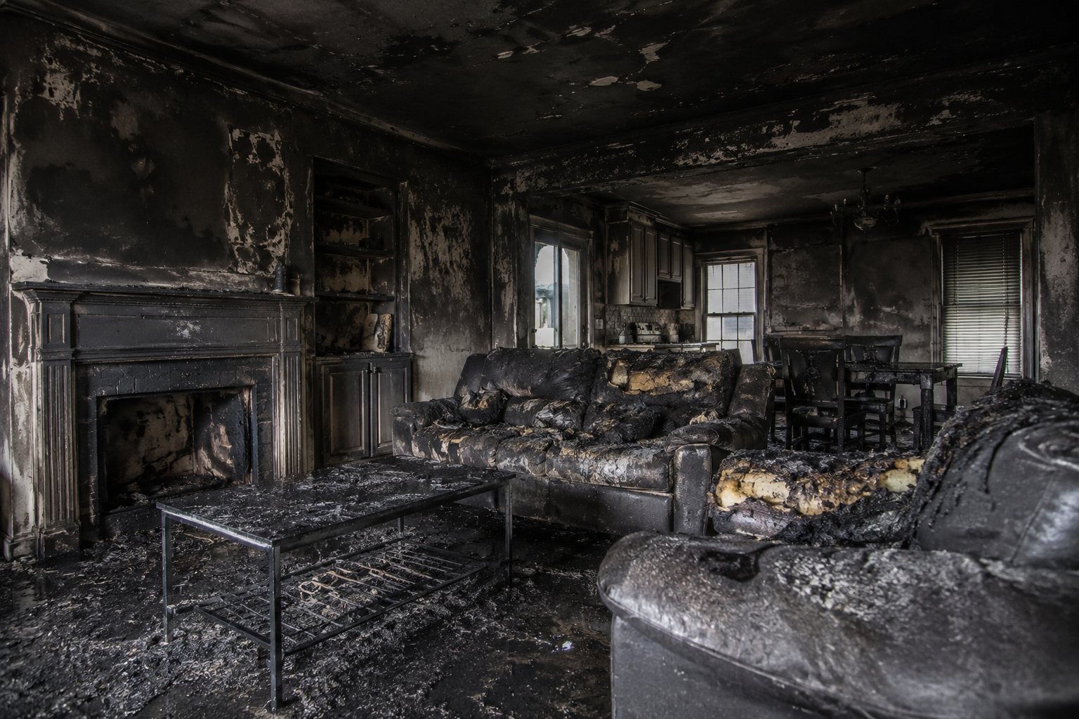 Fire and smoke damage restoration inside Riverside CA home